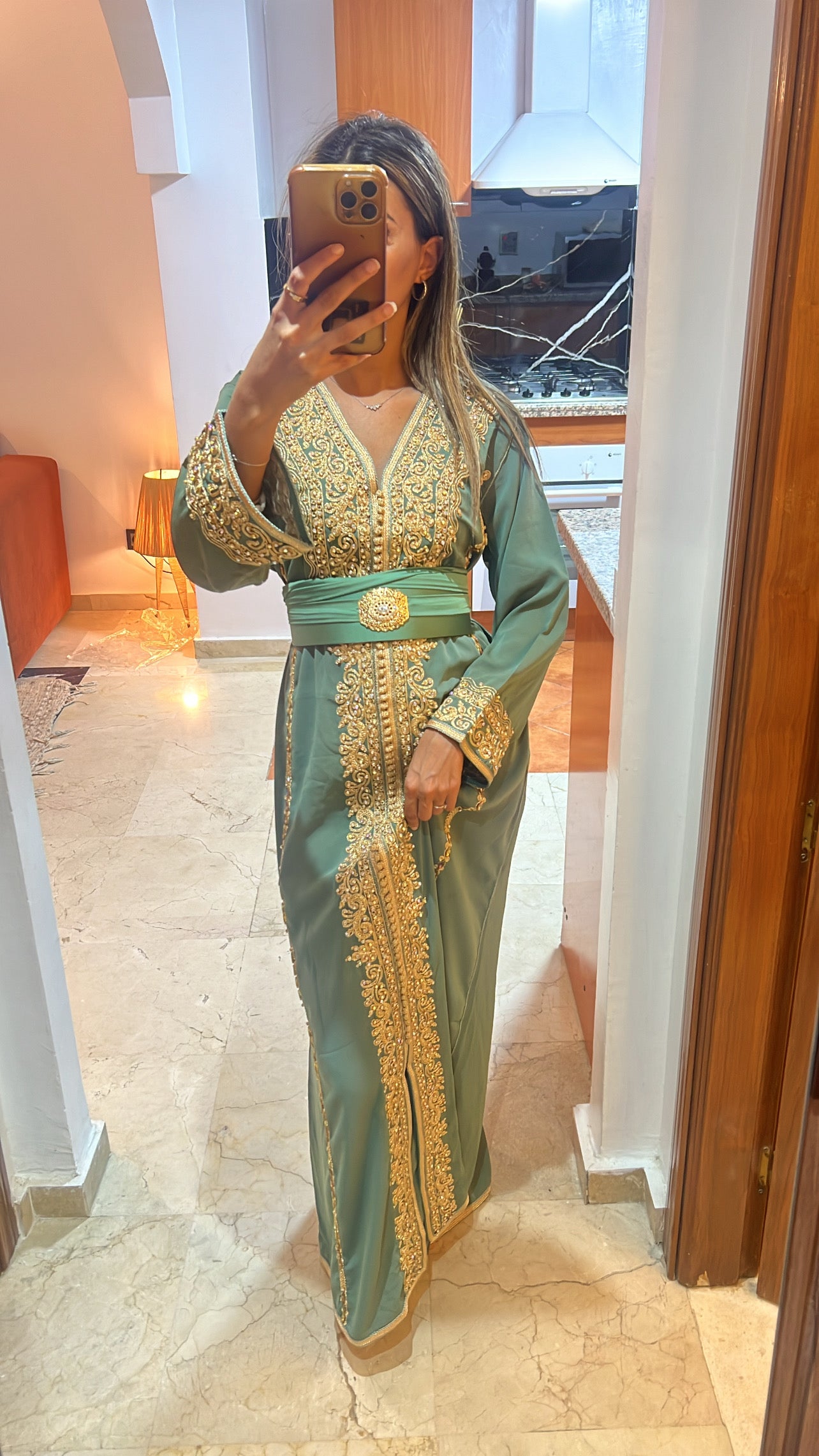 Caftan simple vert eau
