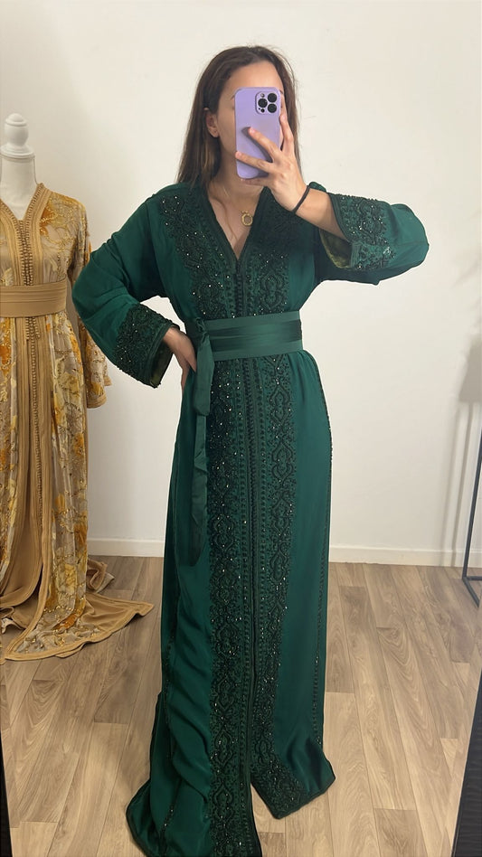 Caftan perlé vert