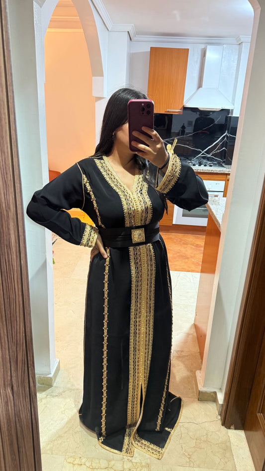 Caftan perlé simple noir