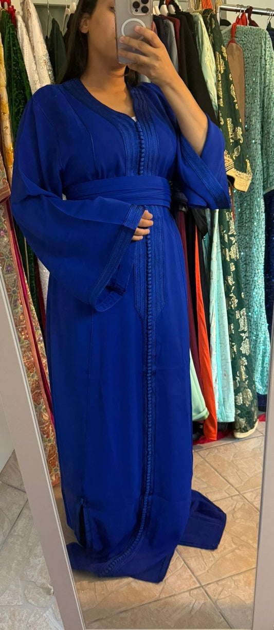 Caftan simple bleu roi