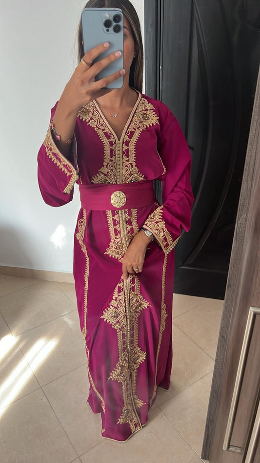 Caftan perlé fushia