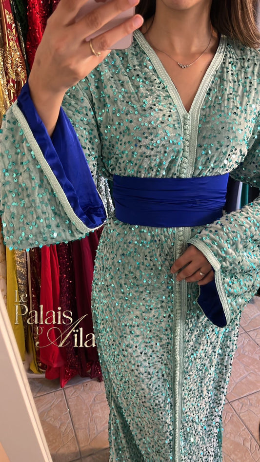 CAFTAN SEQUIN BLEU DOUBLÉ BLEU ROI