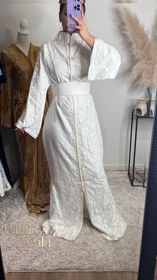 Caftan dentelle blanc