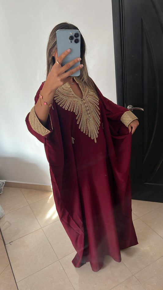 Abaya dubai rouge bordeaux
