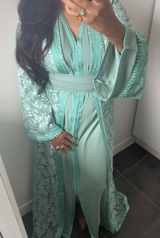 TEKCHETA DENTELLE BLEU TURQUOISE